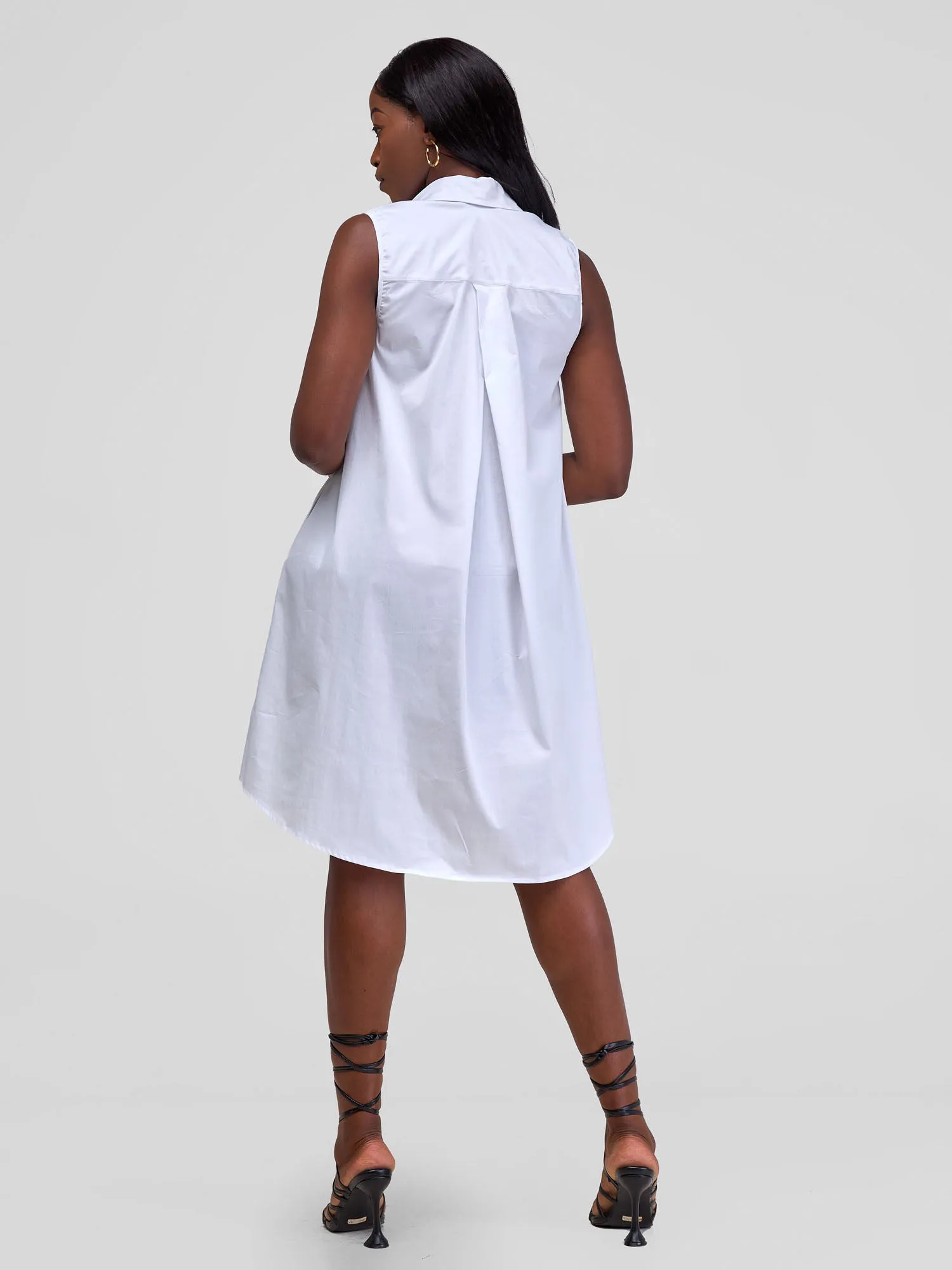 Safari Kaya Sleeveless Tent Shirt Dress - White