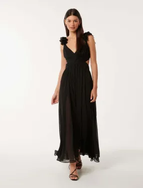 Selena Ruffle Shoulder Maxi Dress