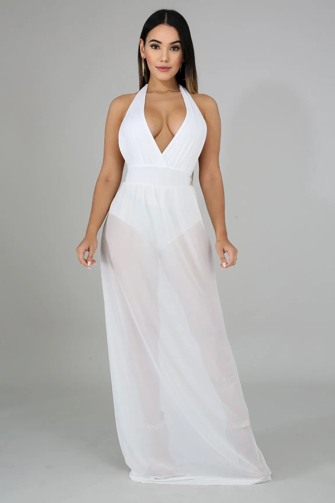 Sheer Halter Maxi Dress