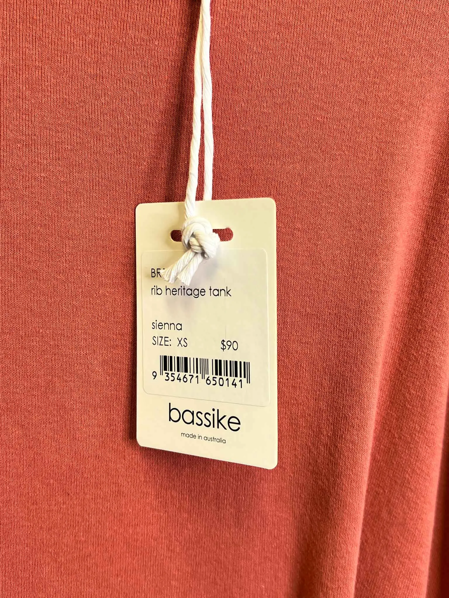 Size XS - Bassike Sienna Rib Heritage Tank