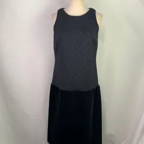 SpaceStyleConcept black textured with velvet drop waist midi dress