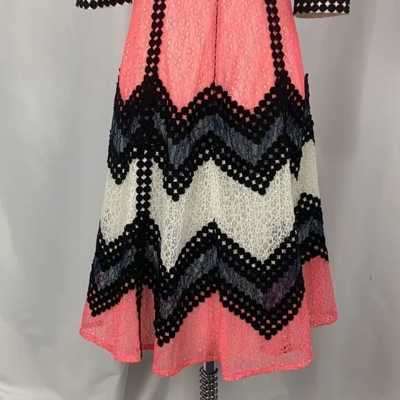 Stogova Pink,Black, Cream Color MIDI Dress