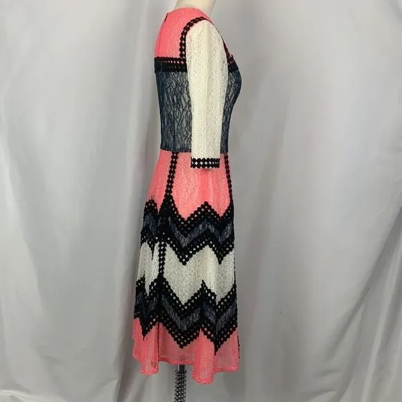 Stogova Pink,Black, Cream Color MIDI Dress