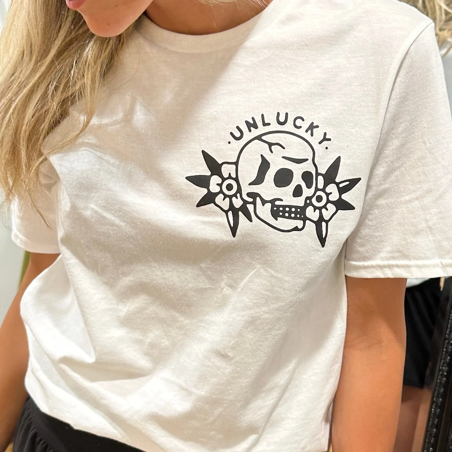 Unlucky Skull Tee - White