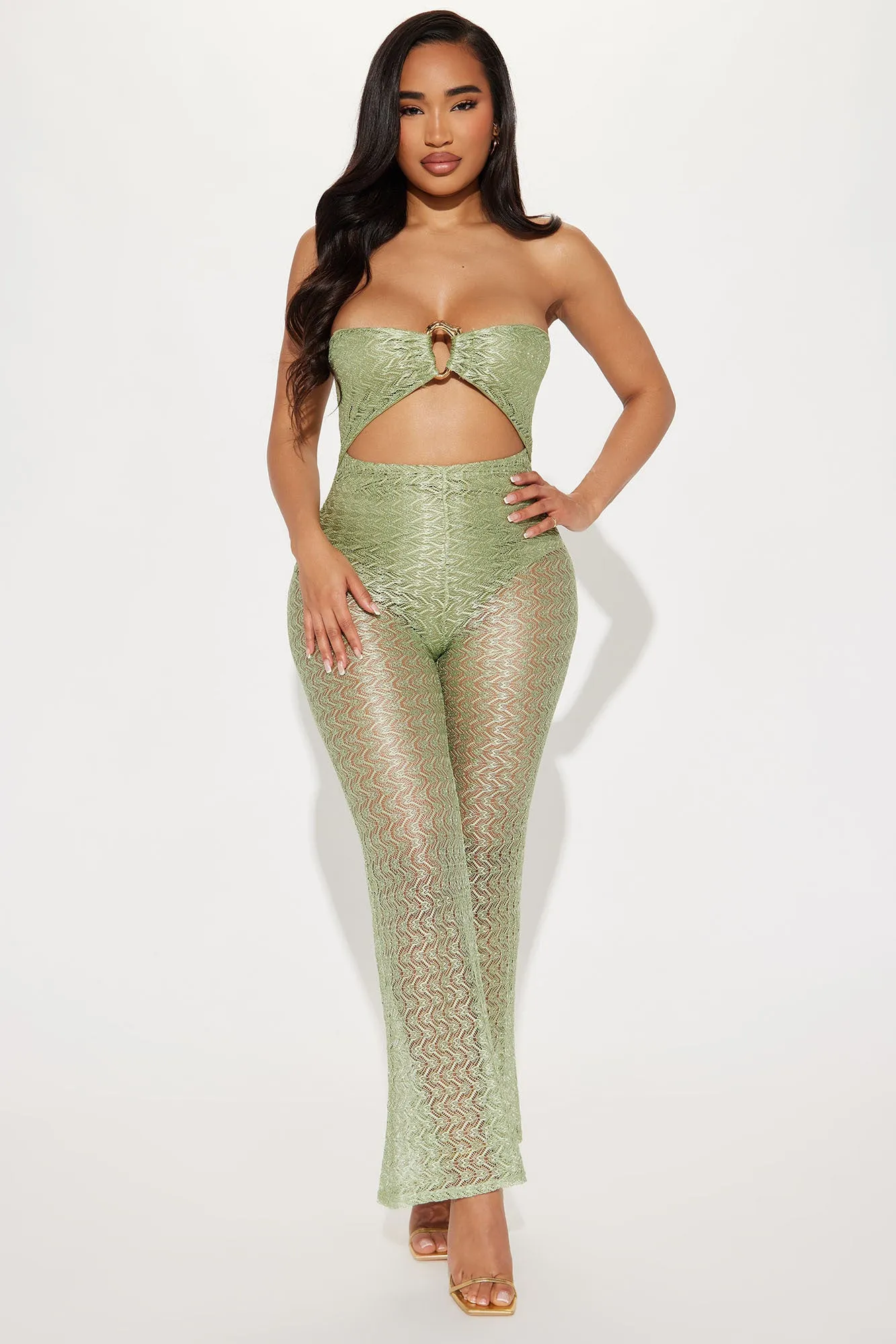 Vacay Dreams Crochet Jumpsuit - Green