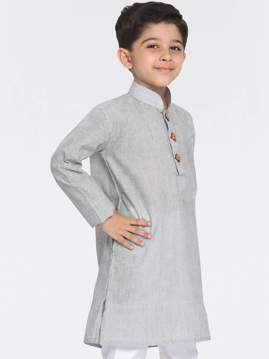 VASTRAMAY Boy's Grey Handloom Pure Cotton Kurta