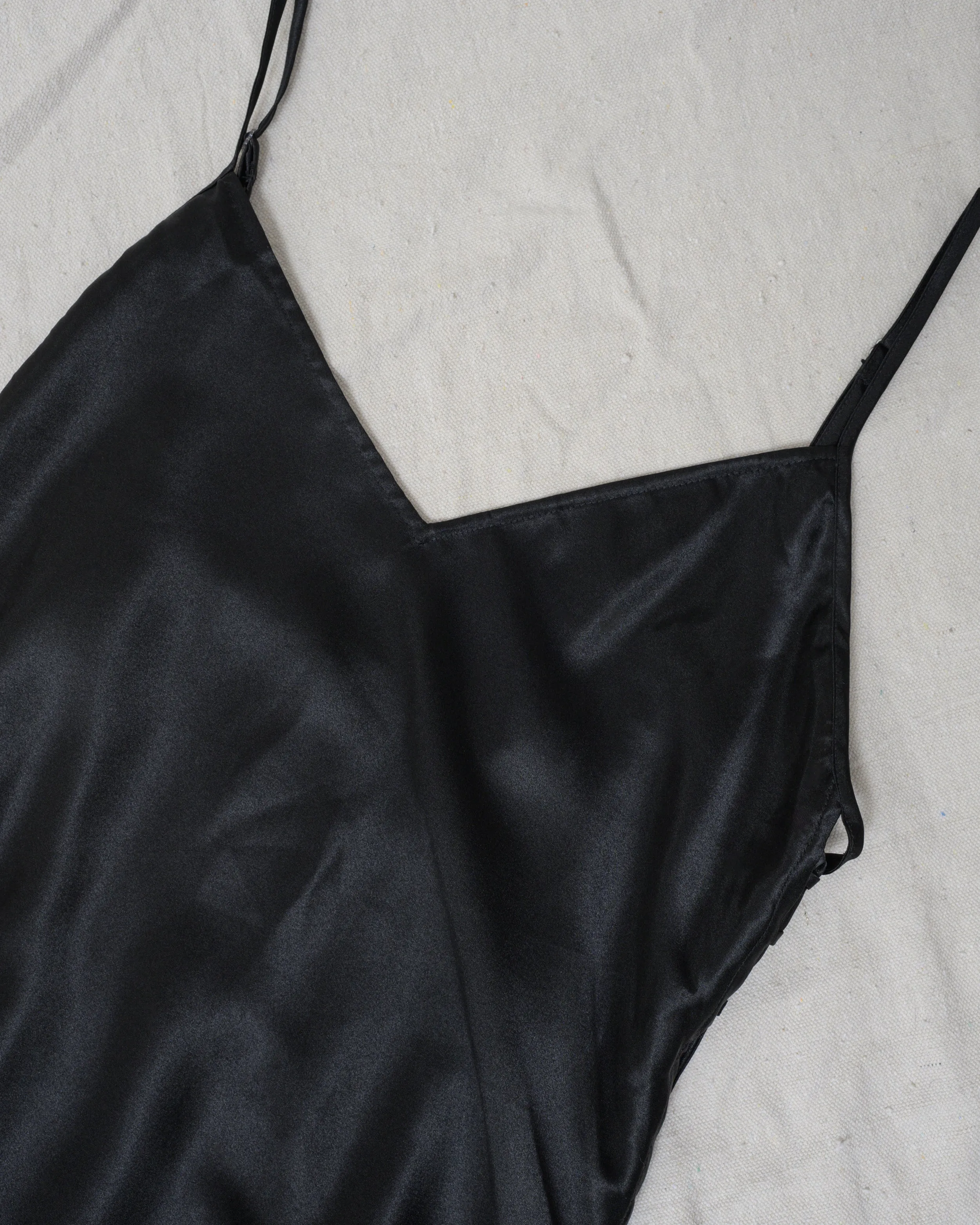 Vintage Black Satin Slip Dress (S/M)