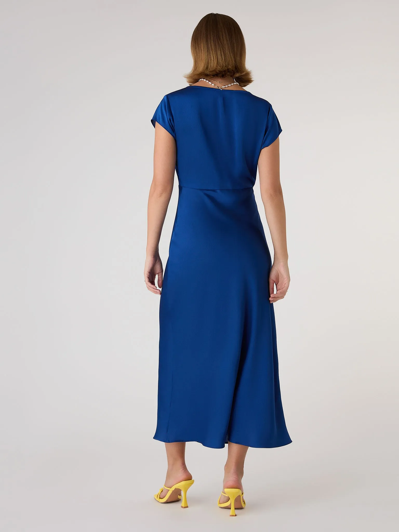 Woolf Sleeved Slip Dress in Midnight Blue