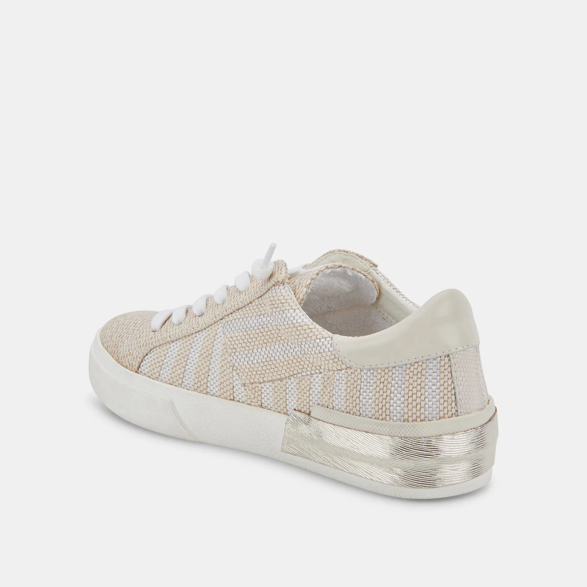 ZINA PATCH SNEAKERS WHITE STRIPE RAFFIA