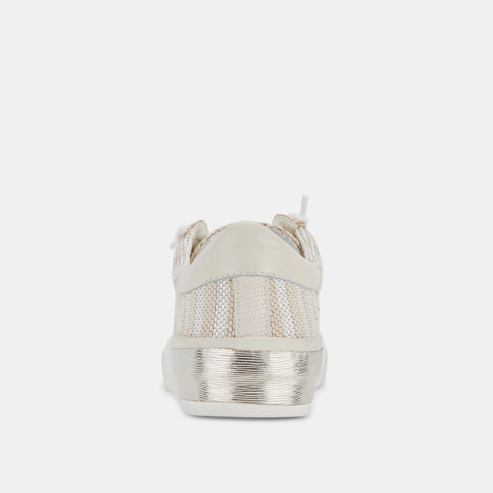 ZINA PATCH SNEAKERS WHITE STRIPE RAFFIA